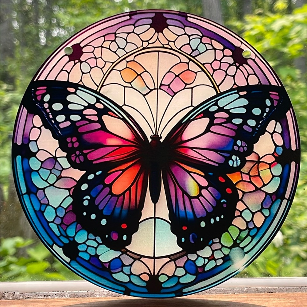 Suncatcher Acrylic Purple Butterfly Home Garden Decoration New Gift